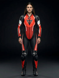 DAINESE WOMEN MOTORCYCLE PERFORATED LEATHER SUIT AIRBAG